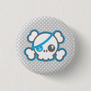 Kawaii Pirate Skull Button