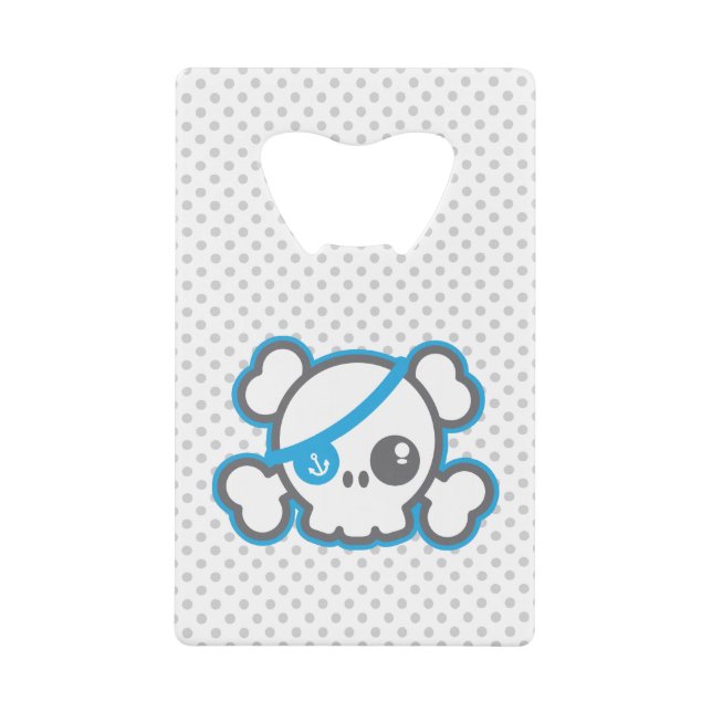 Kawaii Pirate Skull Credit Card Bottle Opener (Front)