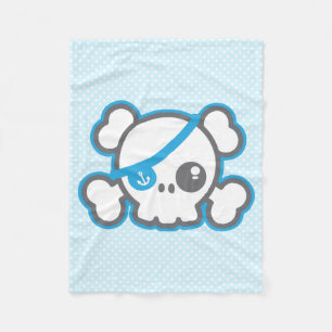 Kawaii Pirate Skull Fleece Blanket