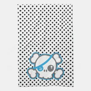 Kawaii Pirate Skull Kitchen Towel