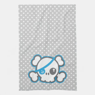 Kawaii Pirate Skull Kitchen Towel
