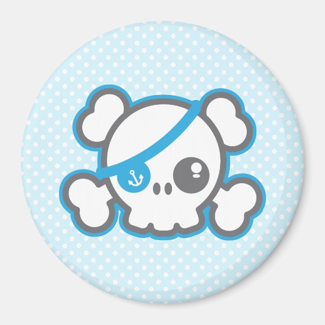 Kawaii Pirate Skull Magnet (Front)