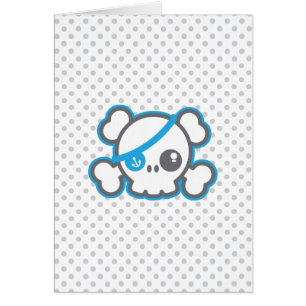 Kawaii Pirate Skull Note Card
