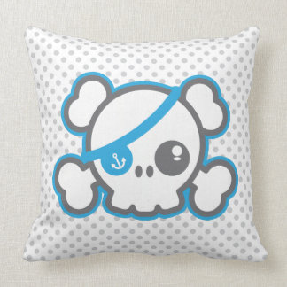 Kawaii Pirate Skull Throw Pillow