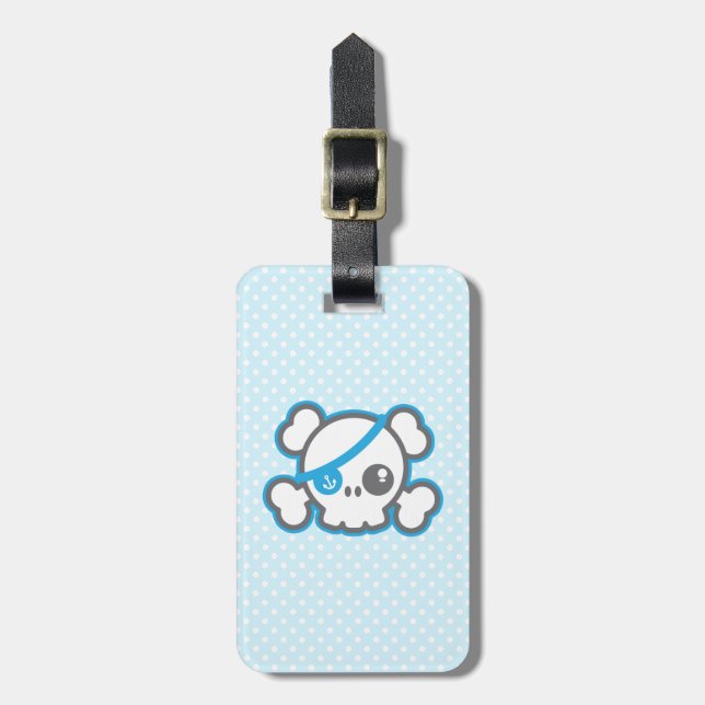 Kawaii Pirate Skull Travel Luggage Tags (Front Vertical)