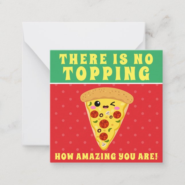 Kawaii Pizza Slice Classroom Valentine  Card (Front)