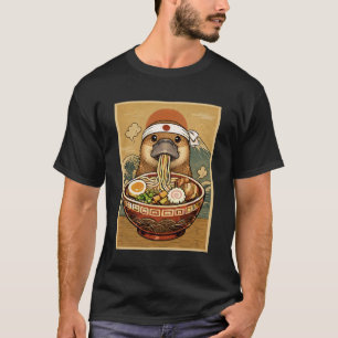 Kawaii Platypus Japanese Ramen Noodles T-Shirt