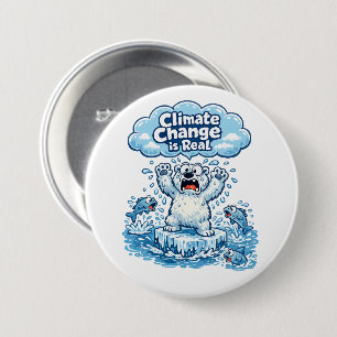 Kawaii Polar Bear Climate Change Is Real 7.5 Cm Round Badge