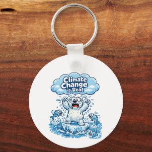 Kawaii Polar Bear Climate Change Is Real Key Ring
