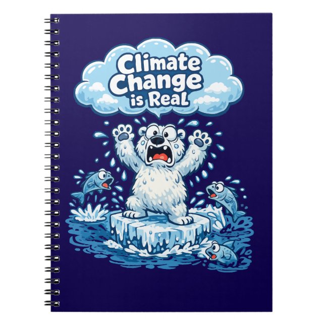 Kawaii Polar Bear Climate Change Is Real Notebook (Front)