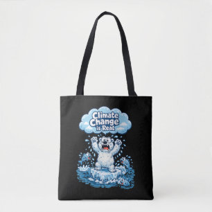 Kawaii Polar Bear Climate Change Is Real Tote Bag