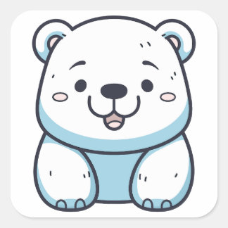 Kawaii Polar Bear Graphic Design Square Sticker