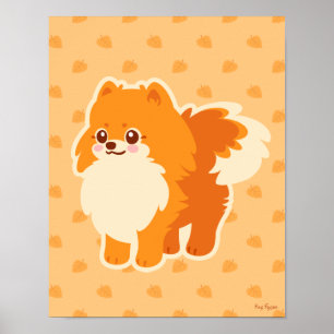 Kawaii Pomeranian Cartoon Dog Poster