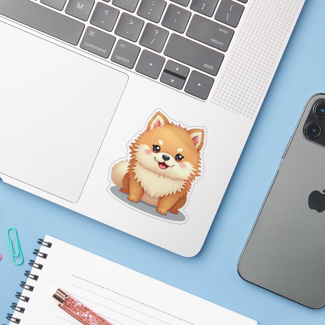 Kawaii Pomeranian, Charming Bow-Wow, Small (Laptop w/ iPhone)