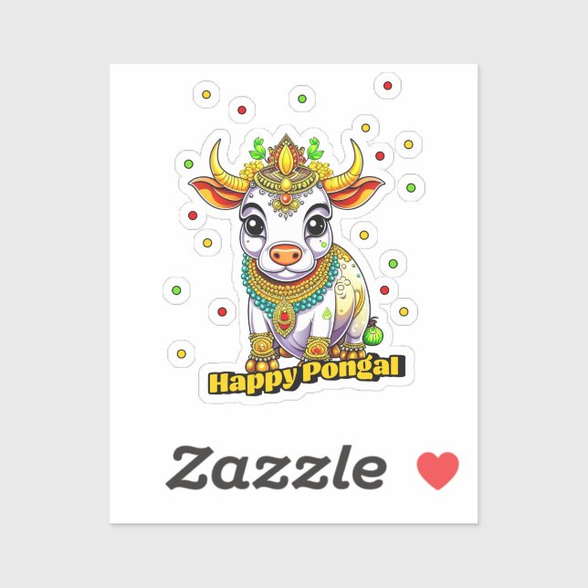 Kawaii Pongal Decorated Cow (Sheet)