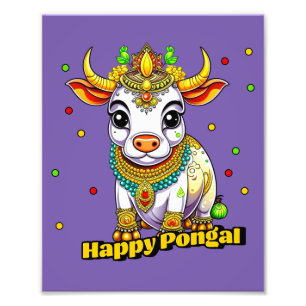 Kawaii Pongal Decorated Cow Photo Print
