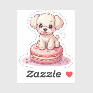 Kawaii Poodle Sitting on Macaron