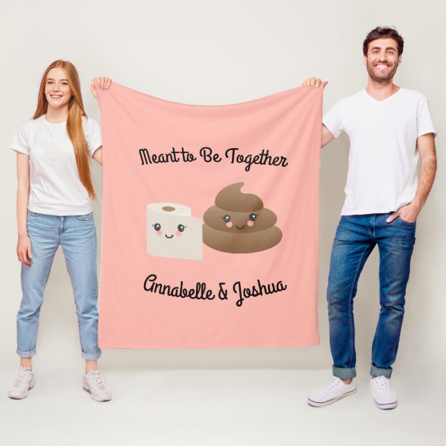 Kawaii Poop & TP (Toilet Paper) Girlfriend Gift Fleece Blanket (In Situ)