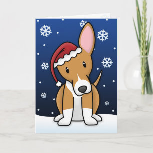 Kawaii Portuguese Podengo Christmas Card