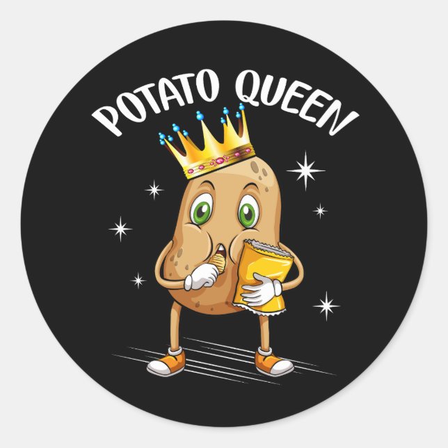 Kawaii Potato Queen Graphic Vegetable Potato Lover Classic Round Sticker (Front)