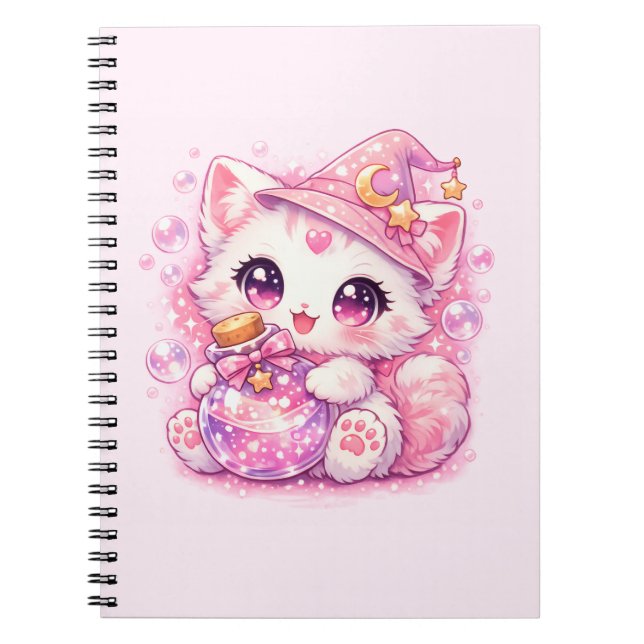 Kawaii Potion Witch Kitty Notebook (Front)