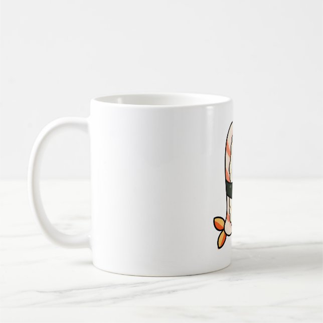 Kawaii Prawn Sushi Coffee Mug (Left)