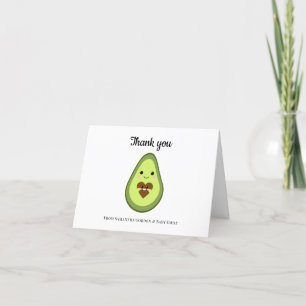 Kawaii Pregnant Avocado Thank you Baby Shower Card