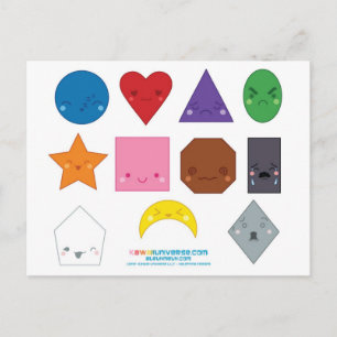 Kawaii Preschool Shapes Postcard