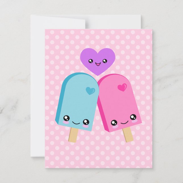 Kawaii Pretty Popsicles Birthday Party Invitations (Front)