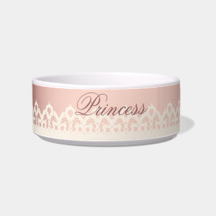 Kawaii princess girly chic white lace pink bow bowl