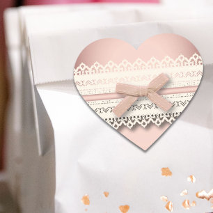 Kawaii princess girly chic white lace pink bow heart sticker