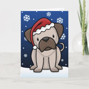 Kawaii Pug Christmas Card