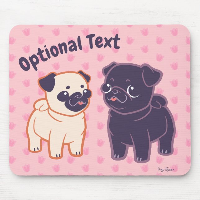Kawaii Pug Mouse Pad (Front)