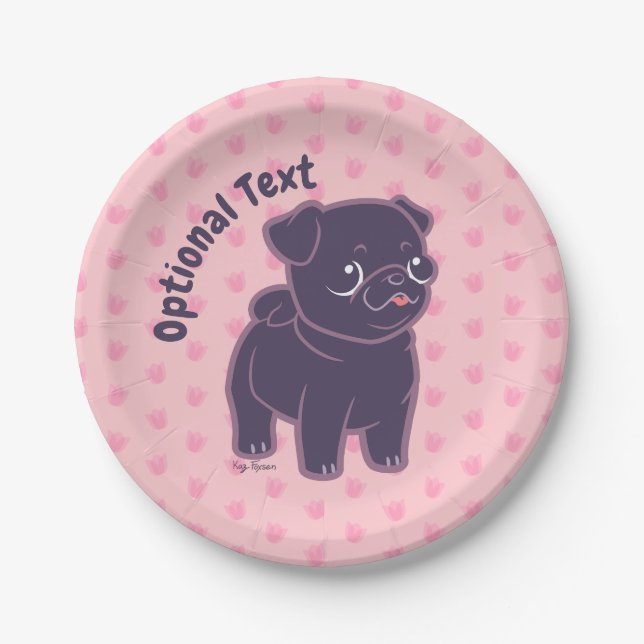 Kawaii Pug Paper Plate (Front)