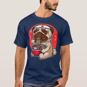 Kawaii Pug Ramen Cute Japanese Manga Anime Dog  T-Shirt