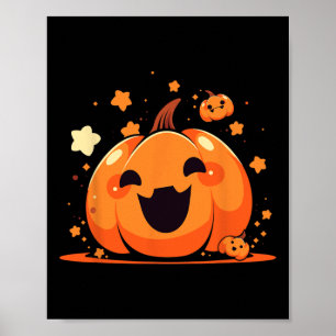 Kawaii Pumpkin Anime Cottagecore Men Kids Women Ha Poster