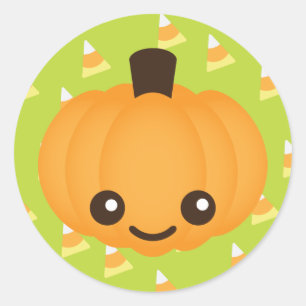 Kawaii Pumpkin Classic Round Sticker