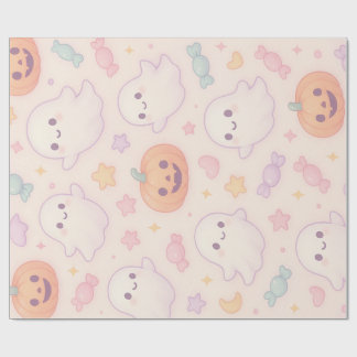 Kawaii Pumpkin Halloween Design  Wrapping Paper