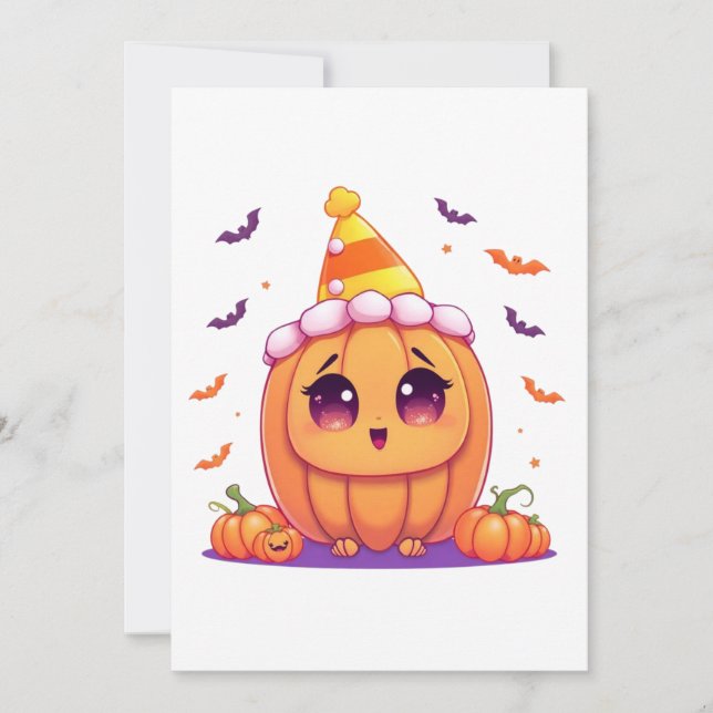 Kawaii Pumpkin Queen Invitation (Front)