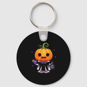 Kawaii pumpkin witch halloween trick or treat key ring