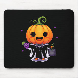 Kawaii pumpkin witch halloween trick or treat mouse pad