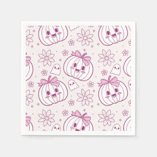 Kawaii Pumpkins, Ghosts & Flowers Napkin