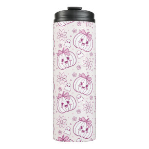 Kawaii Pumpkins, Ghosts & Flowers Thermal Tumbler