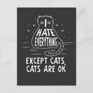 Kawaii Punk Cat Hate Everything Except Cats Kitty Postcard