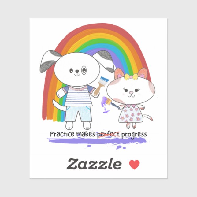 Kawaii pup & kitty Practice makes progress  (Sheet)