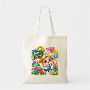 Kawaii Puppy Back to School Tote Bag