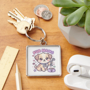Kawaii Puppy Fur Mama Pastel Dog Sticker Key Ring
