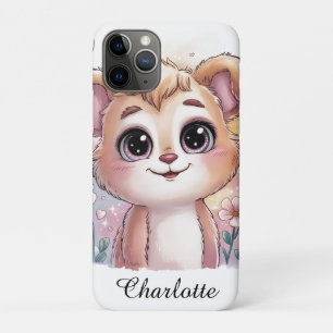 Kawaii Puppy with Spring Flowers and Hearts iPhone 11 Pro Case