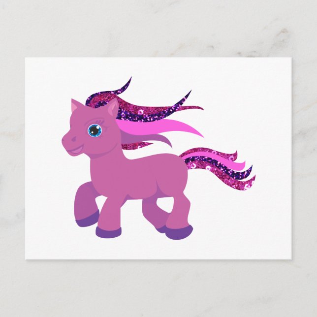 kawaii purple pony postcard (Front)