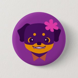 Kawaii Purple Rottweiler Puppy 6 Cm Round Badge